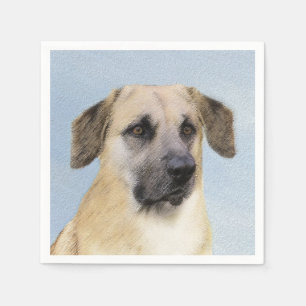 Chinook (Dropped Ears) Painting - Original Dog Art Napkin