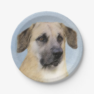 Chinook (Dropped Ears) Painting - Original Dog Art Paper Plate