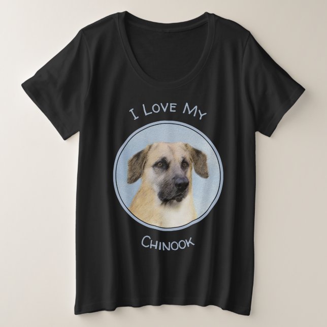 Chinook (Dropped Ears) Painting - Original Dog Art Plus Size T-Shirt (Design Front)
