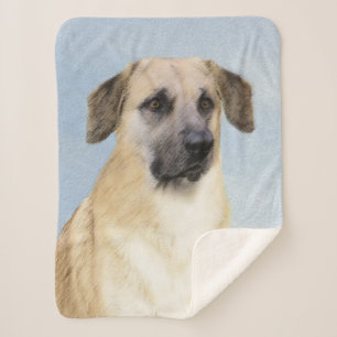 Chinook (Dropped Ears) Painting - Original Dog Art Sherpa Blanket
