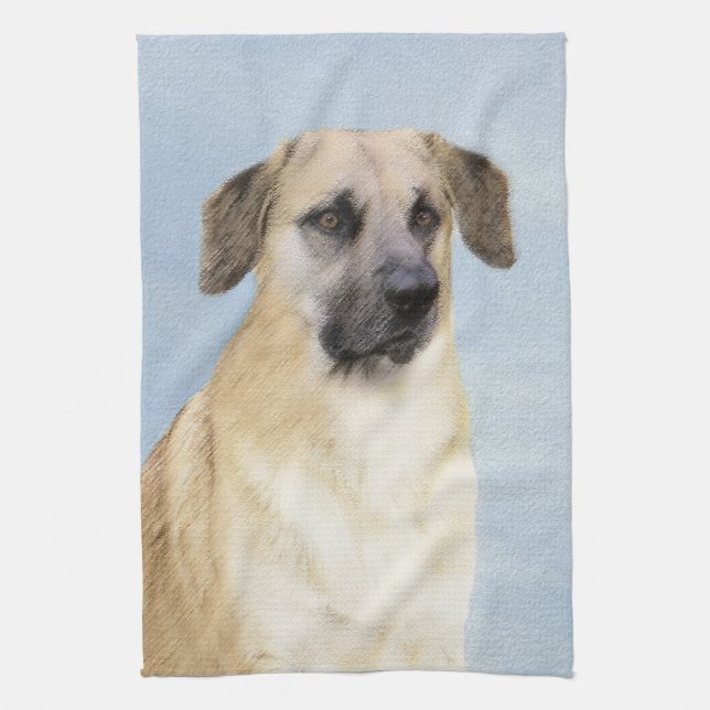 Chinook (Dropped Ears) Painting - Original Dog Art Tea Towel (Vertical)