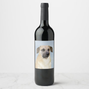 Chinook (Dropped Ears) Painting - Original Dog Art Wine Label