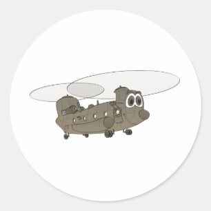 Chinook Helicopter Cartoon Classic Round Sticker