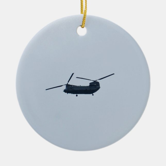Chinook Helicopter Ceramic Tree Decoration (Front)