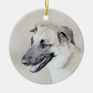 Chinook (Helicopter Ears) Painting - Dog Art Ceramic Tree Decoration