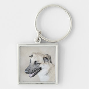 Chinook (Helicopter Ears) Painting - Dog Art Key Ring