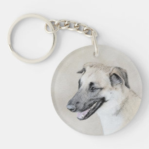 Chinook (Helicopter Ears) Painting - Dog Art Key Ring