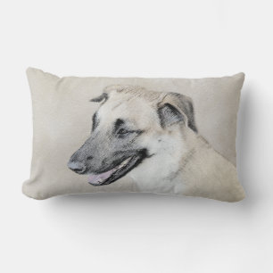 Chinook (Helicopter Ears) Painting - Dog Art Lumbar Cushion
