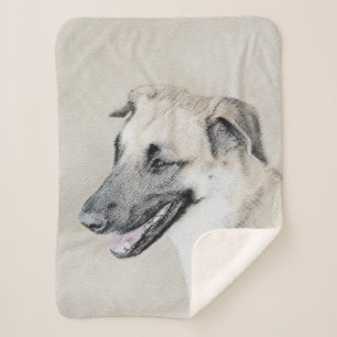 Chinook (Helicopter Ears) Painting - Dog Art Sherpa Blanket