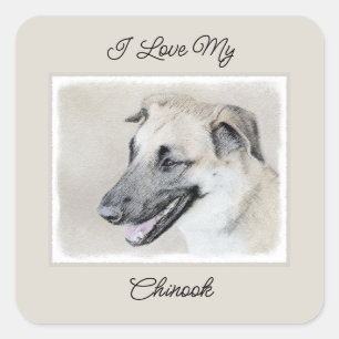 Chinook (Helicopter Ears) Painting - Dog Art Square Sticker