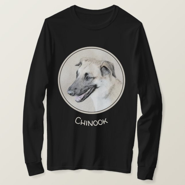 Chinook (Helicopter Ears) Painting - Dog Art T-Shirt (Design Front)