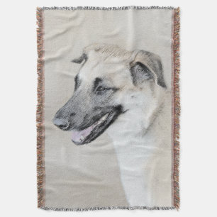 Chinook (Helicopter Ears) Painting - Dog Art Throw Blanket