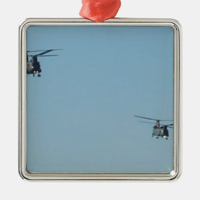 Chinook Helicopters Metal Tree Decoration (Front)
