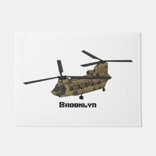 Chinook military helicopter illustration doormat