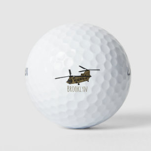 Chinook military helicopter illustration golf balls