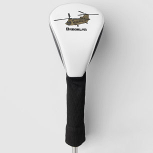 Chinook military helicopter illustration golf head cover