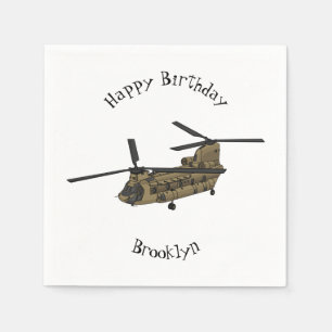 Chinook military helicopter illustration napkin