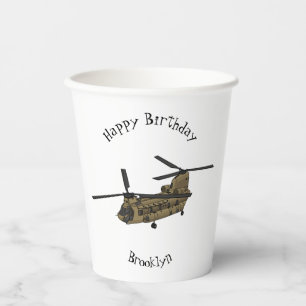 Chinook military helicopter illustration paper cups