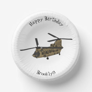 Chinook military helicopter illustration paper plate