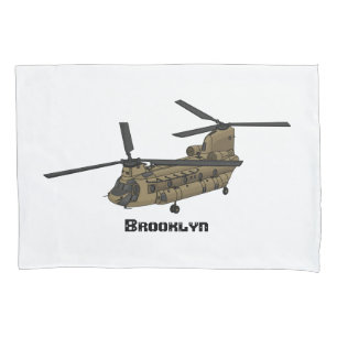 Chinook military helicopter illustration pillowcase