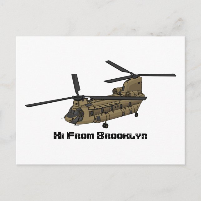 Chinook military helicopter illustration postcard (Front)