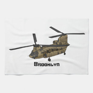 Chinook military helicopter illustration tea towel