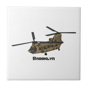 Chinook military helicopter illustration tile