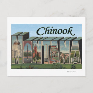 Chinook, Montana - Large Letter Scenes Postcard