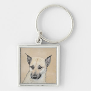 Chinook (Pointed Ears) Painting - Original Dog Art Key Ring