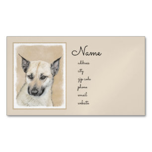 Chinook (Pointed Ears) Painting - Original Dog Art Magnetic Business Card