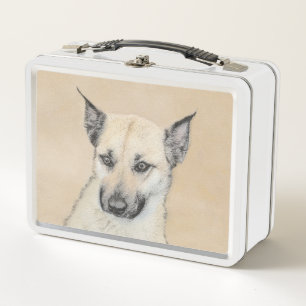 Chinook (Pointed Ears) Painting - Original Dog Art Metal Lunch Box