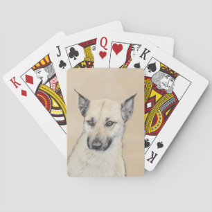Chinook (Pointed Ears) Painting - Original Dog Art Playing Cards