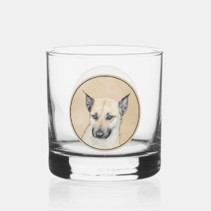 Chinook (Pointed Ears) Painting - Original Dog Art Whiskey Glass