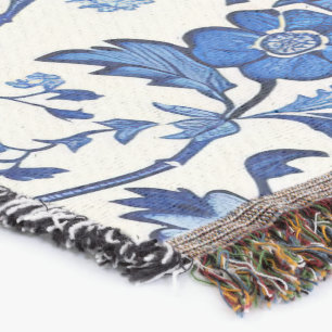 Chinoserie Floral print all-season throw blanket