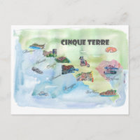 Chinque Terre Italy Vintage Travel Poster Map