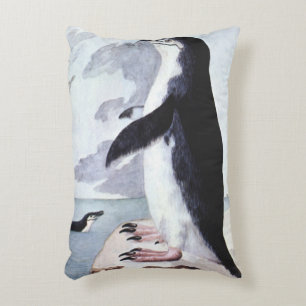 Chinstrap Penguin, Vintage Birds from Antarctica Decorative Cushion