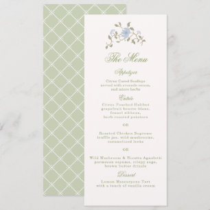 Chintz Floral Long Wedding Tall Menu Card