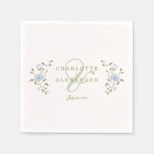 Chintz Floral Sage Green Elegant Wedding Napkin