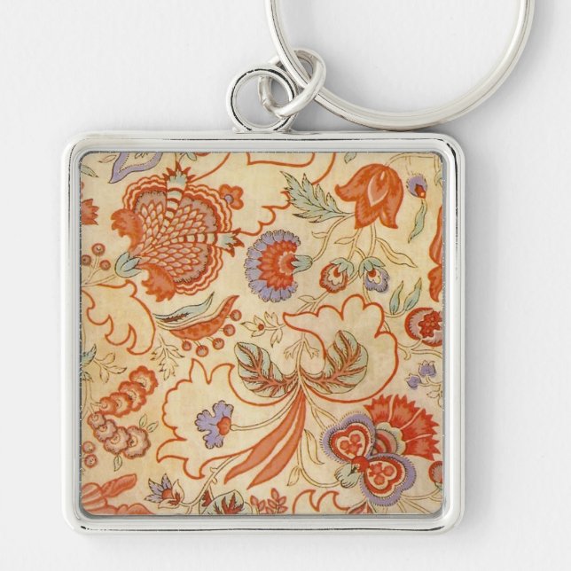 Chintz Paisley Antique Floral Pattern Key Ring (Front)