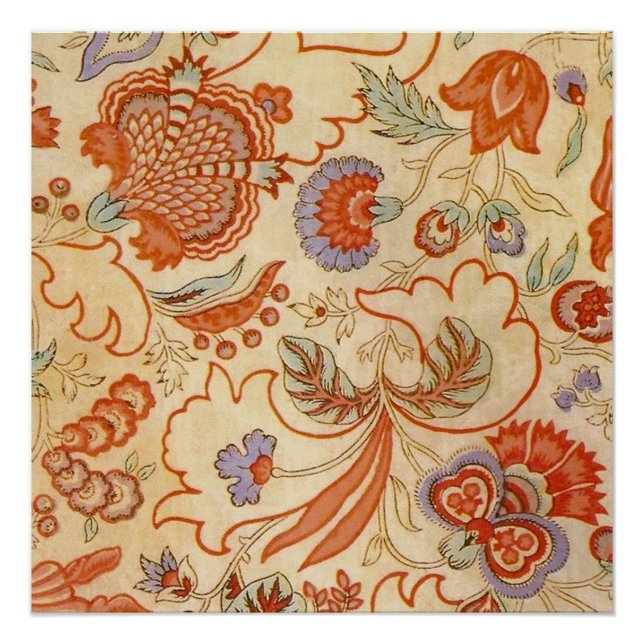 Chintz Paisley Antique Floral Pattern Poster (Front)
