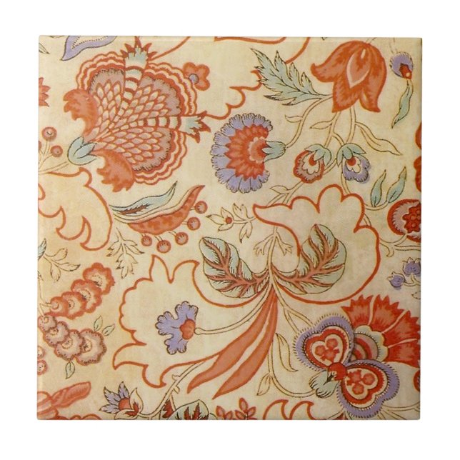 Chintz Paisley Antique Floral Pattern Tile (Front)