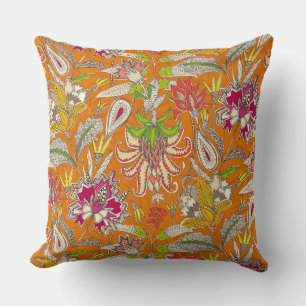 chintz pop orange cushion