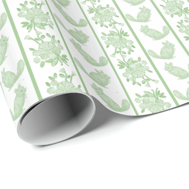 Chintzy Chinchilla Wrapping Paper (Green)  (Roll Corner)