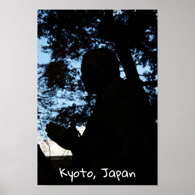Chion-in temple statue silhouette, Kyoto, Japan Poster (Front)