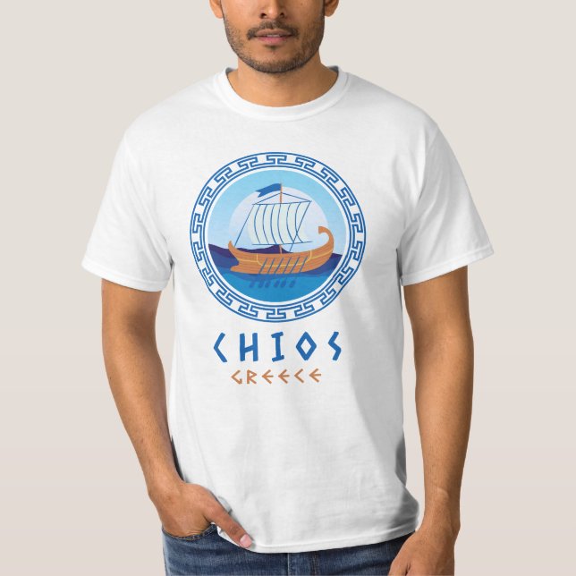 Chios, Greece Greek Ship Design Men's T-Shirt (Front)