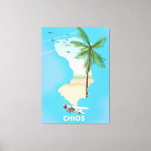 Chios Greece illustrated map. Canvas Print
