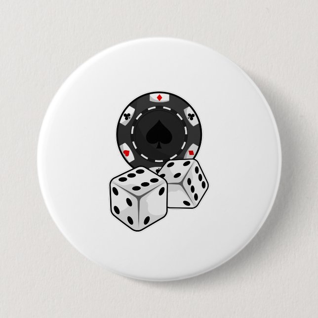 Chip & Dice for Poker 7.5 Cm Round Badge (Front)