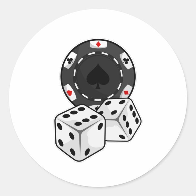 Chip & Dice for Poker Classic Round Sticker (Front)
