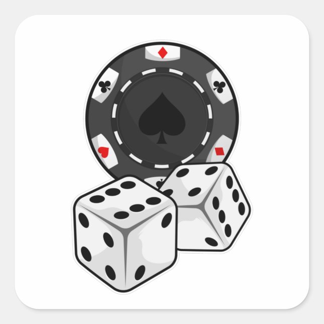 Chip & Dice for Poker Square Sticker (Front)