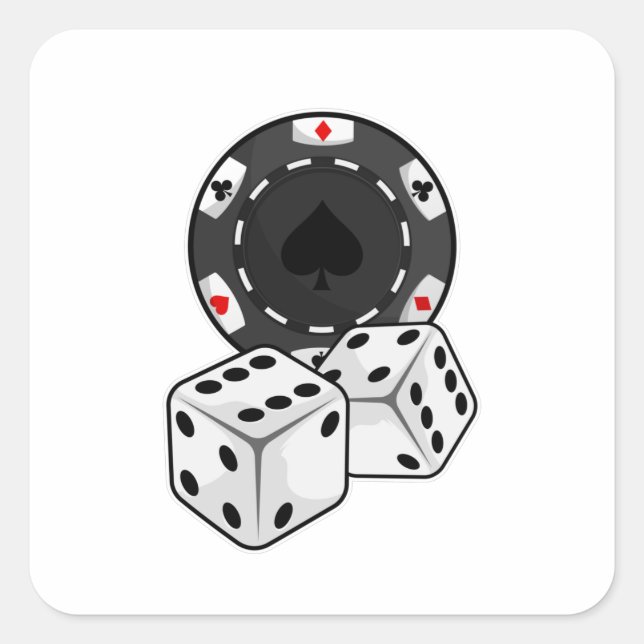 Chip & Dice for Poker Square Sticker (Front)